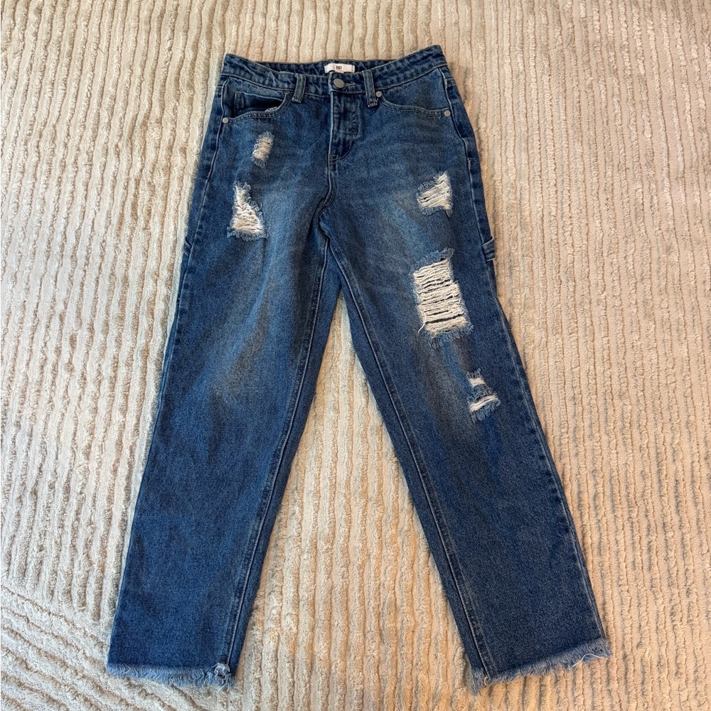 BP Distressed Straight Leg Jeans - Dark Blue